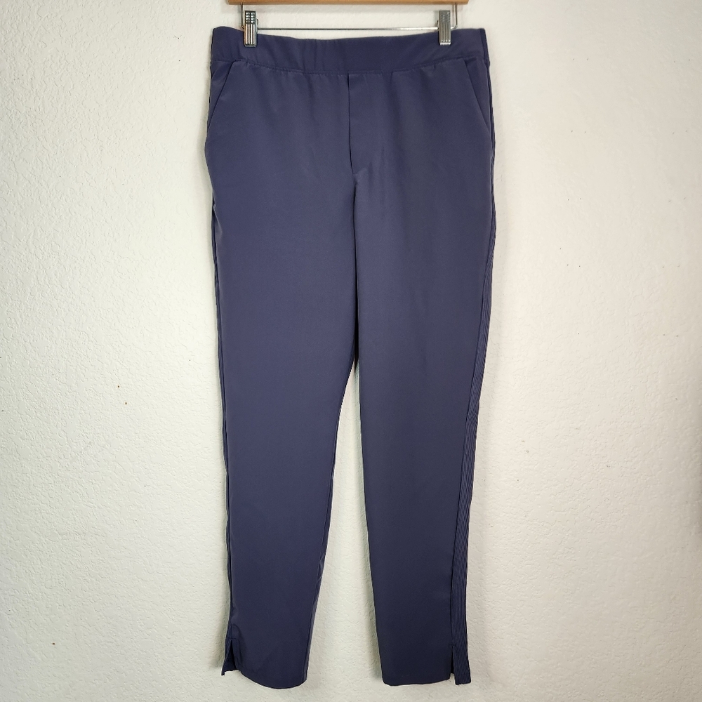 RBX Women's Slate Blue Athleisure Pants‎ with Ribbed Side Detail, Size L